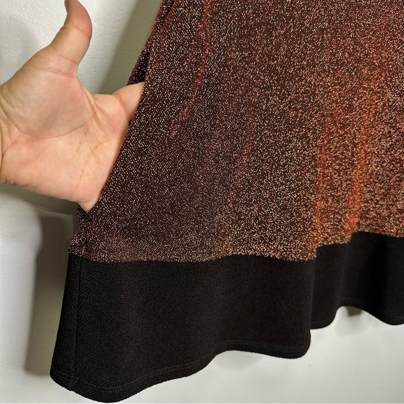 IC By Connie K Copper Metallic Colorblock Pullover Stretch Knit Tunic Top XXL - Picture 6 of 11
